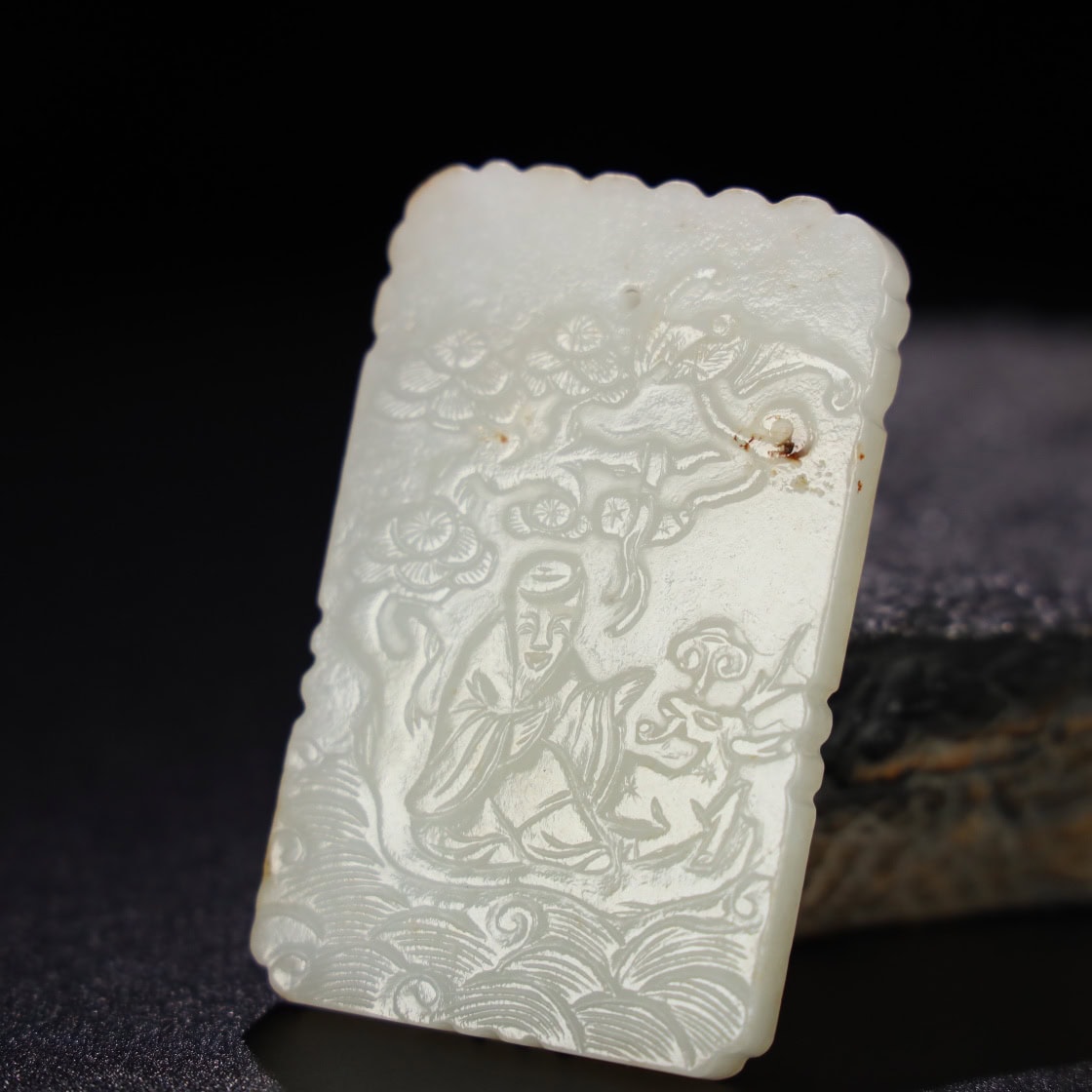 Chinese Natural Jade Carved Plaque