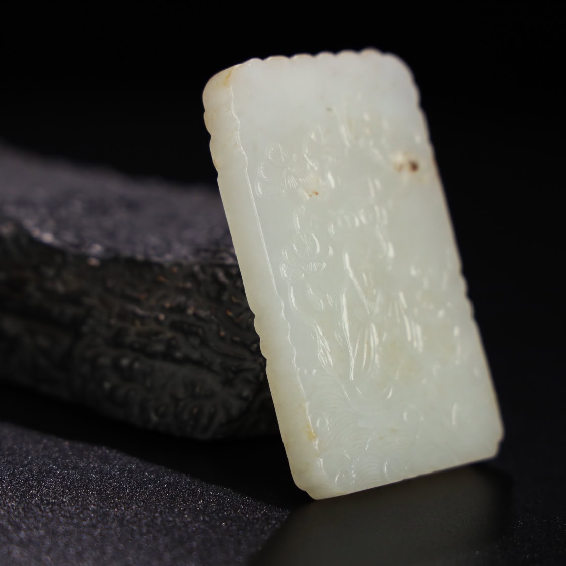 Chinese Natural Jade Carved Plaque