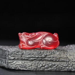 Chinese Natural Jade Carved Animal handles