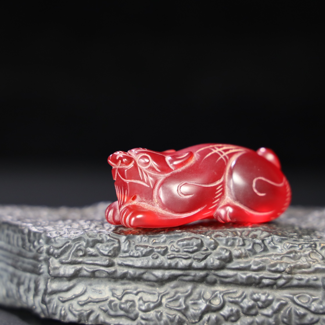 Chinese Natural Jade Carved Animal handles