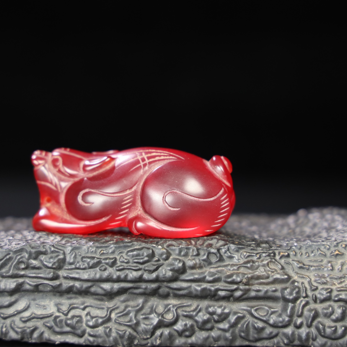 Chinese Natural Jade Carved Animal handles