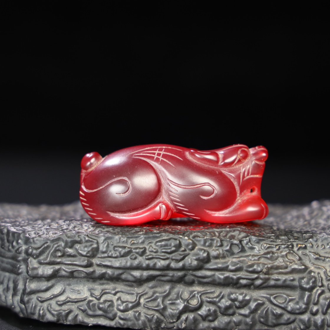 Chinese Natural Jade Carved Animal handles