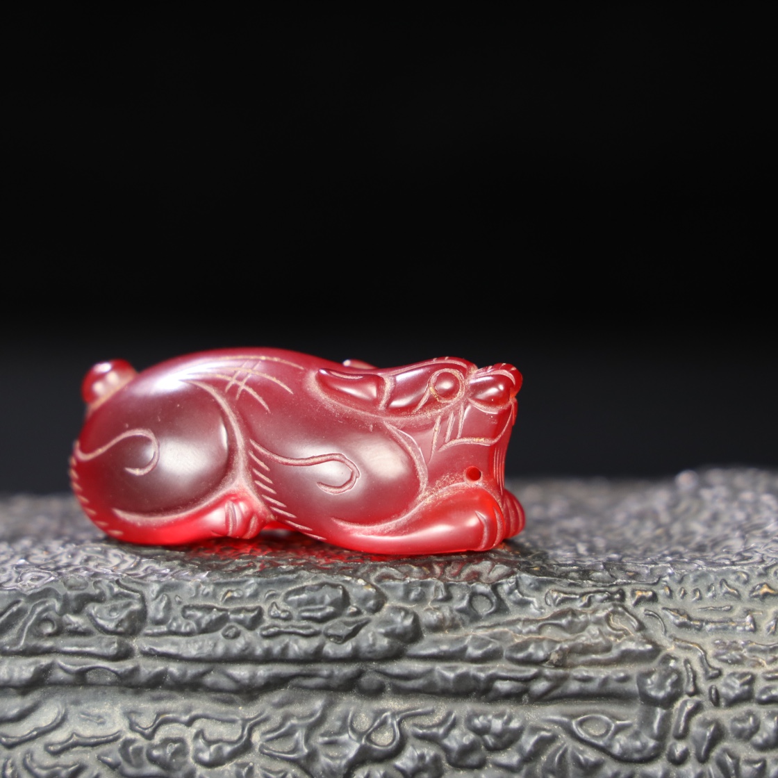 Chinese Natural Jade Carved Animal handles