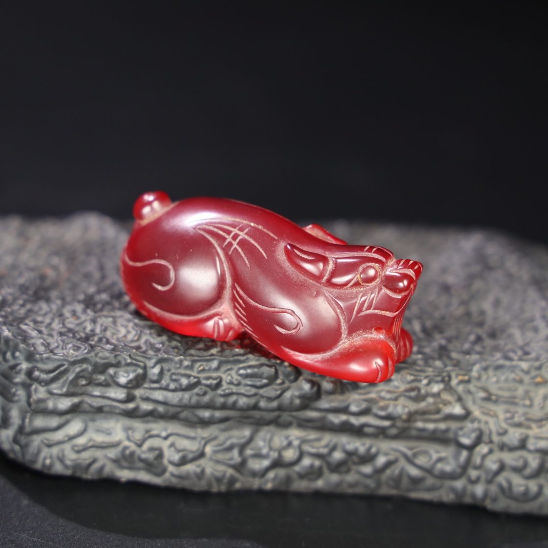 Chinese Natural Jade Carved Animal handles