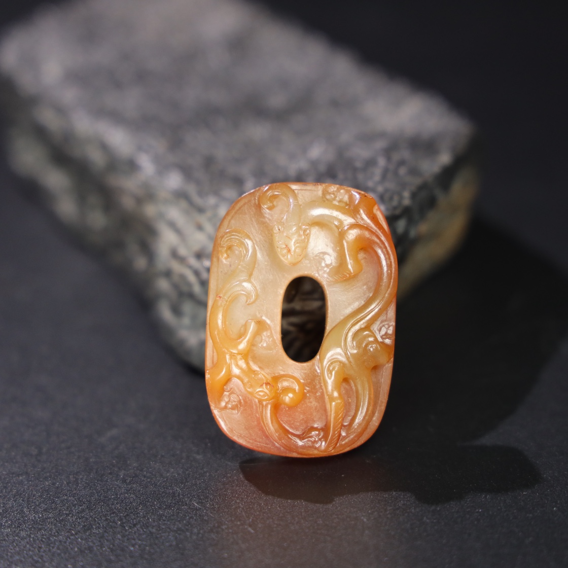 Chinese Natural Jade Carved Dragon Pendant