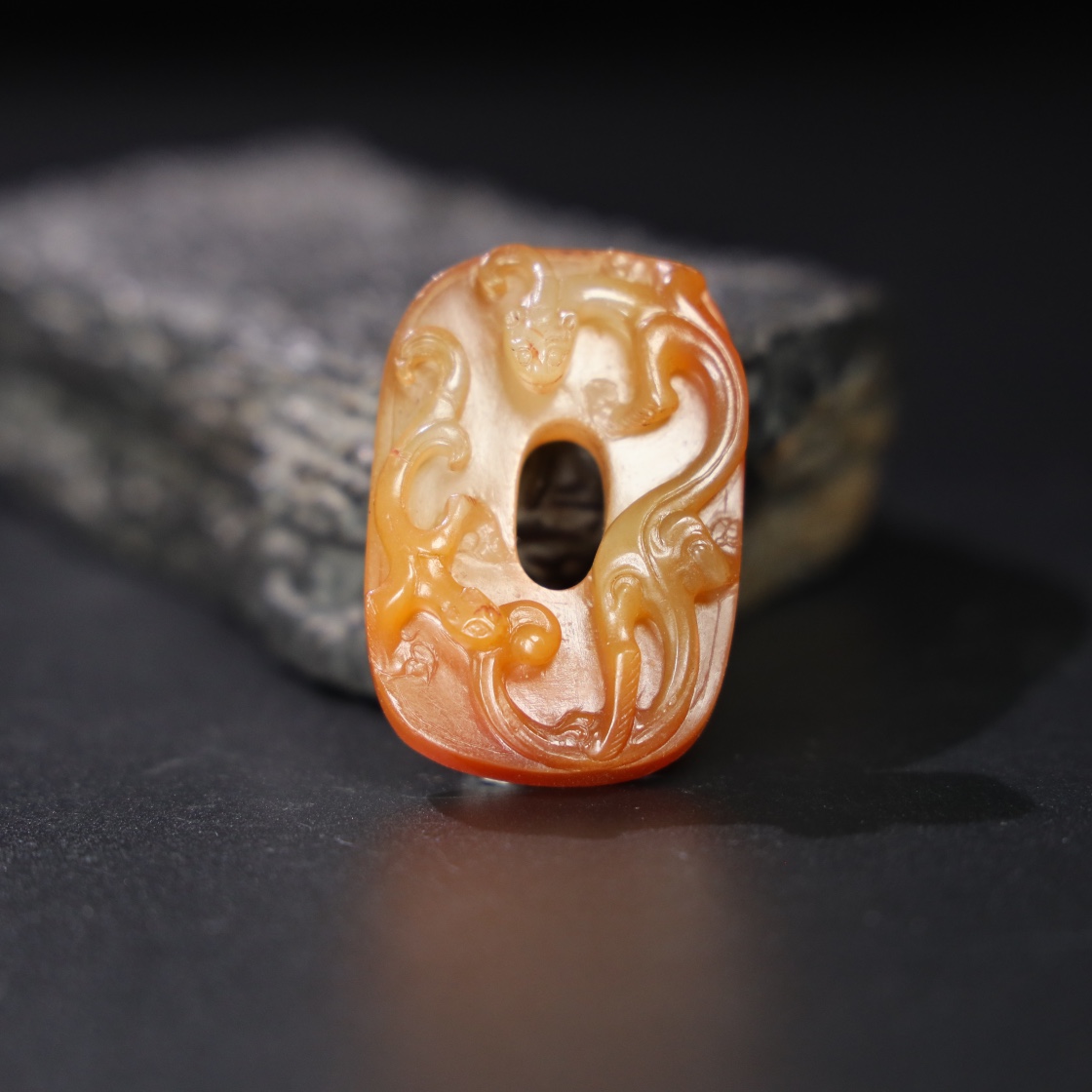 Chinese Natural Jade Carved Dragon Pendant