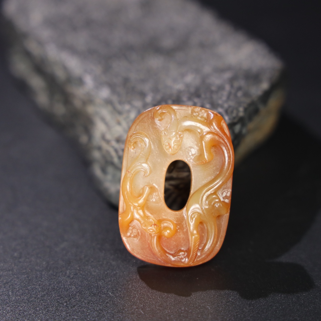 Chinese Natural Jade Carved Dragon Pendant