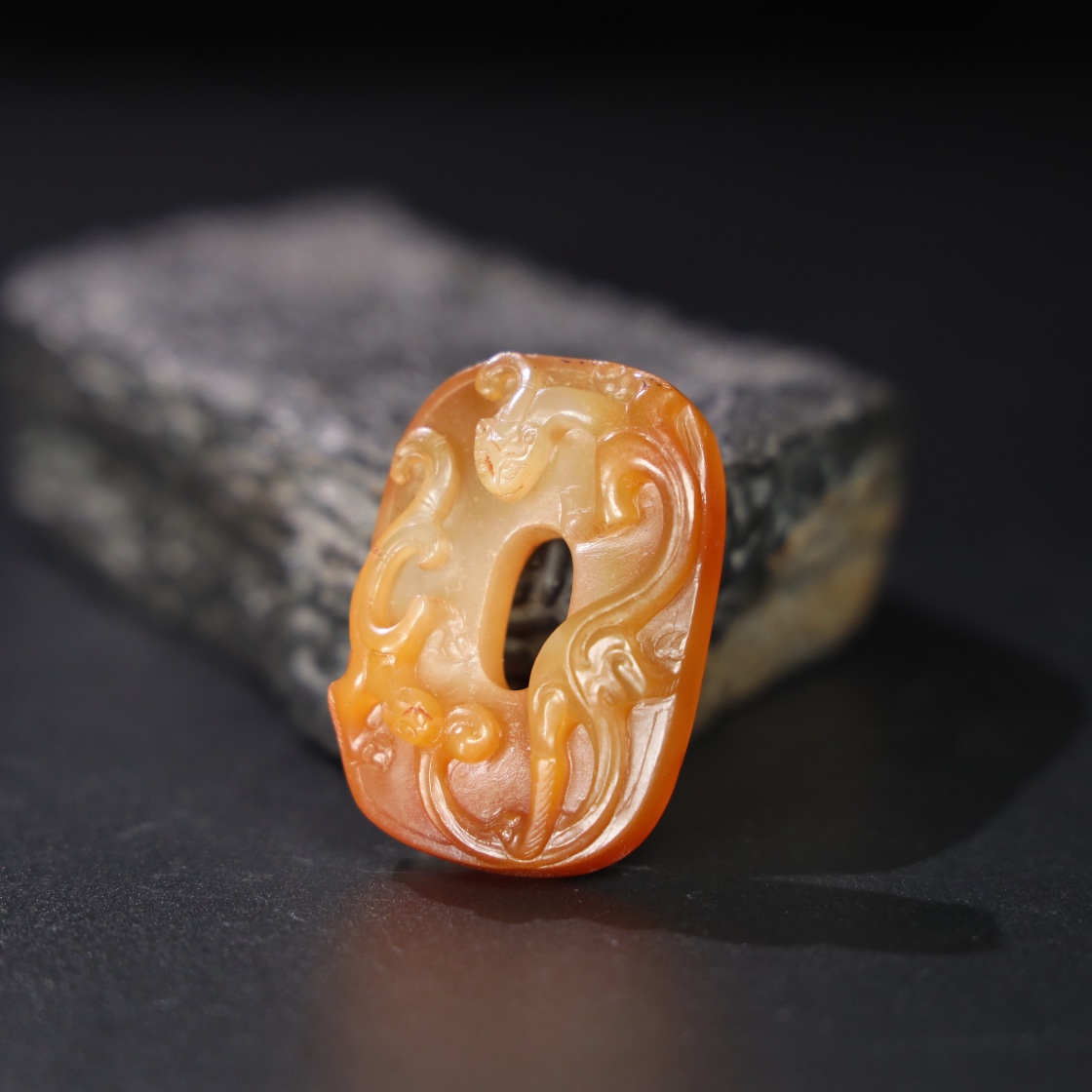 Chinese Natural Jade Carved Dragon Pendant