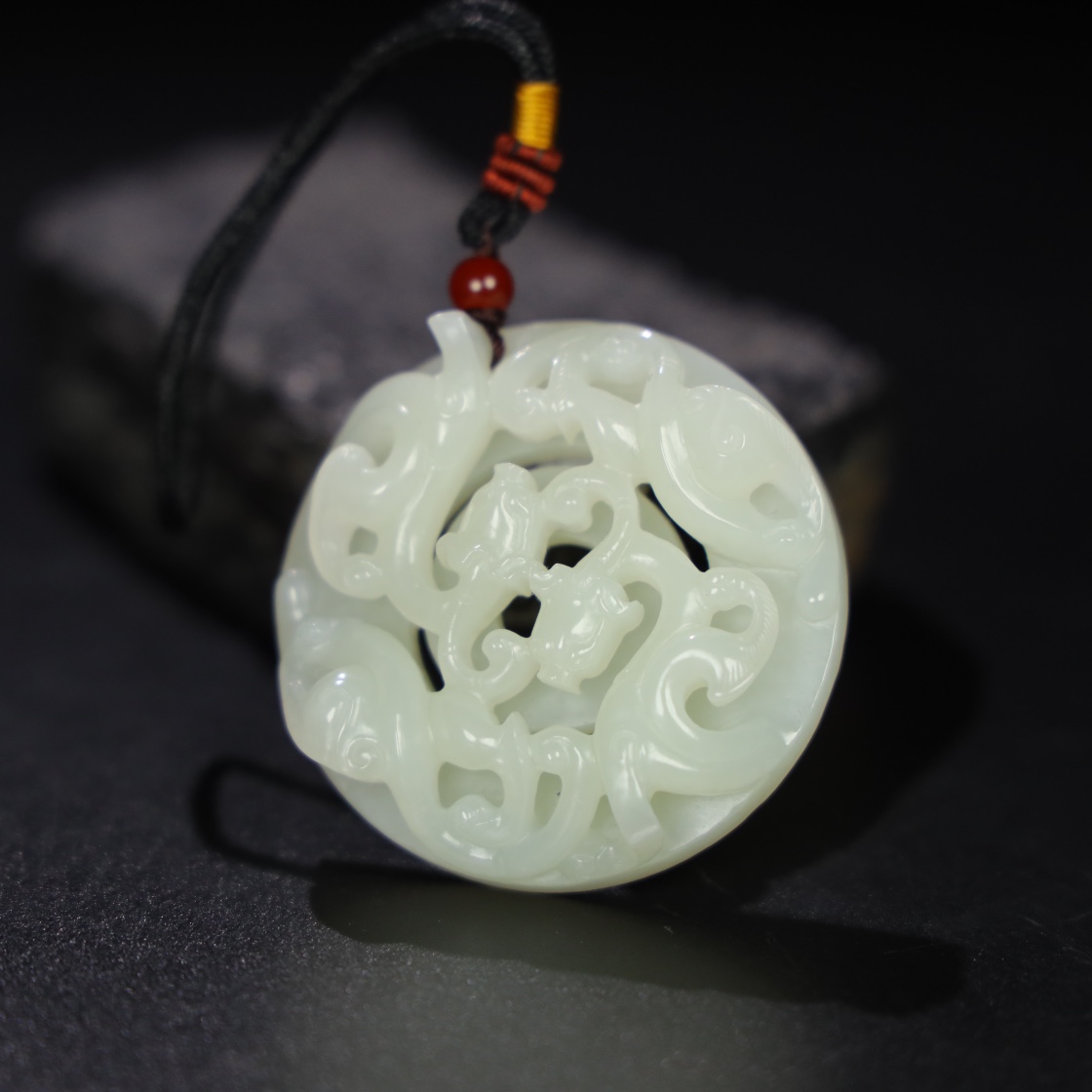 Chinese Natural Jade Carved Dragon Pendant