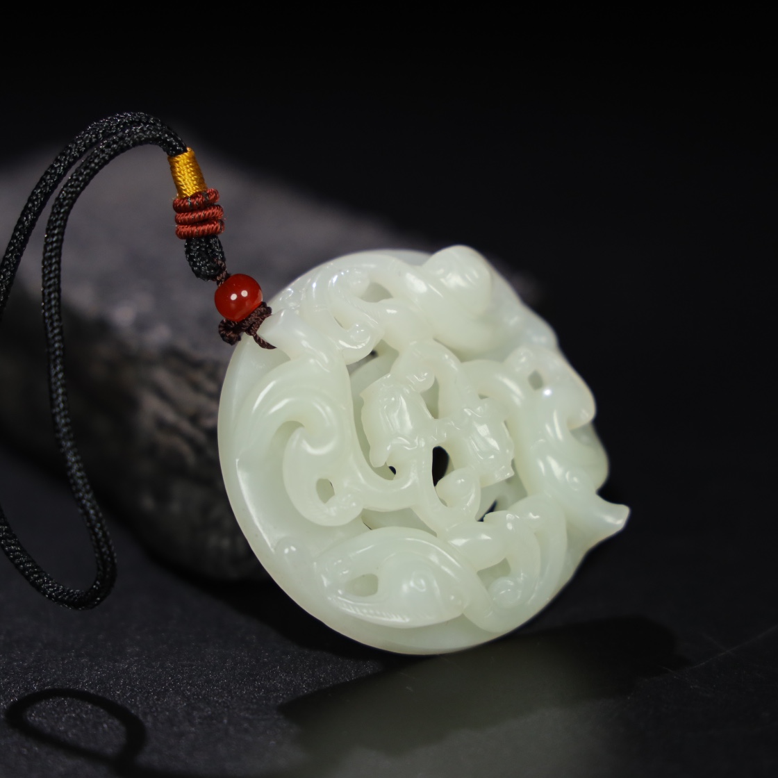 Chinese Natural Jade Carved Dragon Pendant