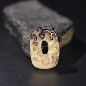 Chinese Natural Jade Carved Dragon Pendant