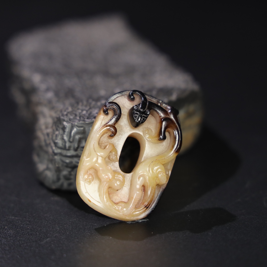 Chinese Natural Jade Carved Dragon Pendant