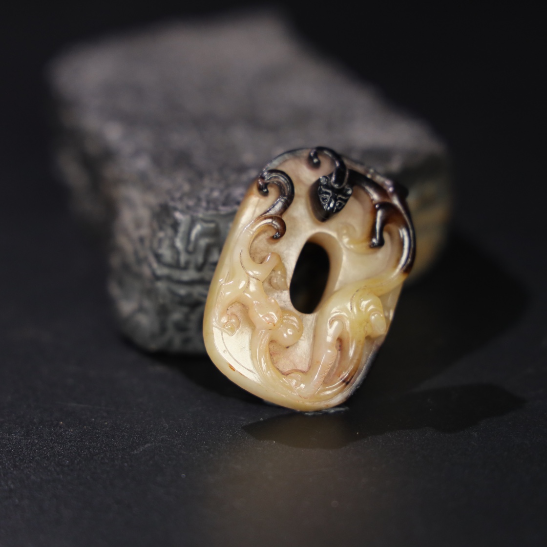 Chinese Natural Jade Carved Dragon Pendant