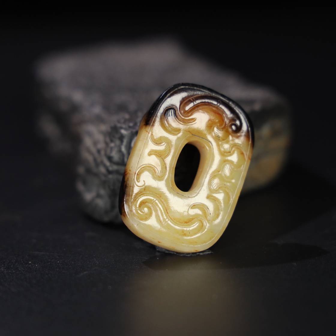 Chinese Natural Jade Carved Dragon Pendant