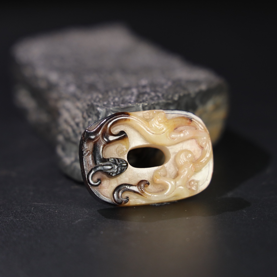 Chinese Natural Jade Carved Dragon Pendant
