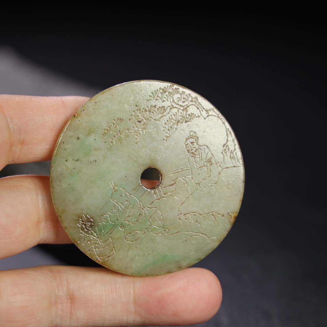 Chinese Natural Jade Carved Pendant