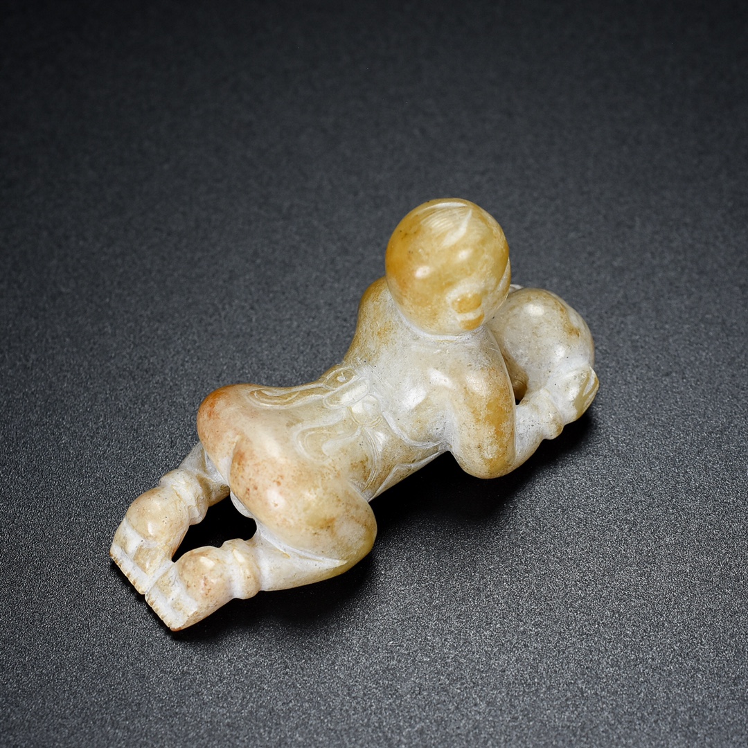 Chinese Natural Jade Carved Boy Ornament