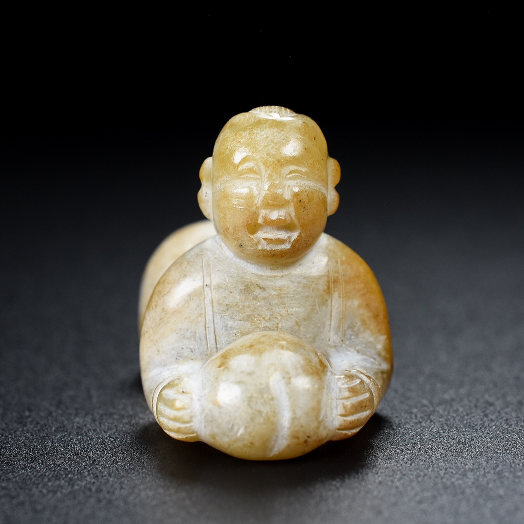 Chinese Natural Jade Carved Boy Ornament