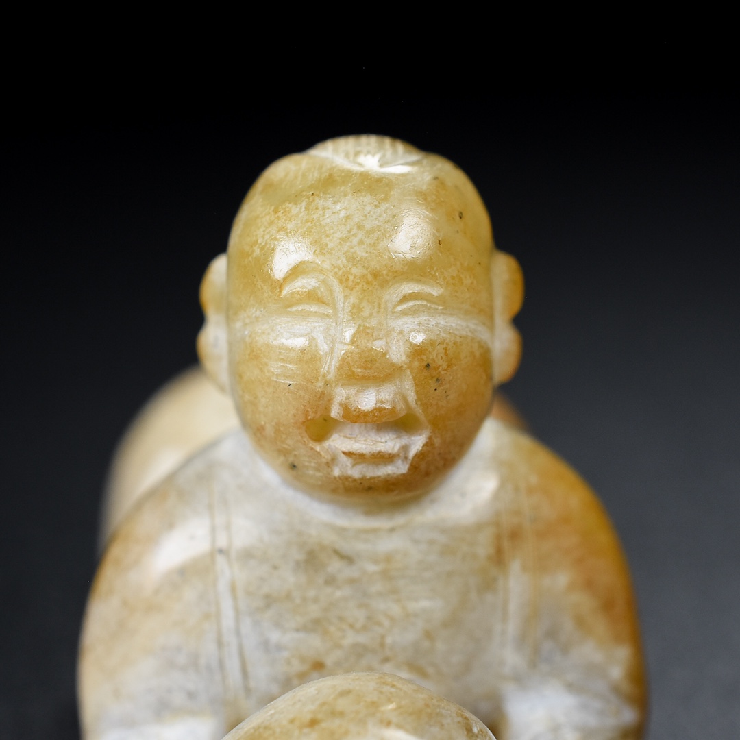 Chinese Natural Jade Carved Boy Ornament