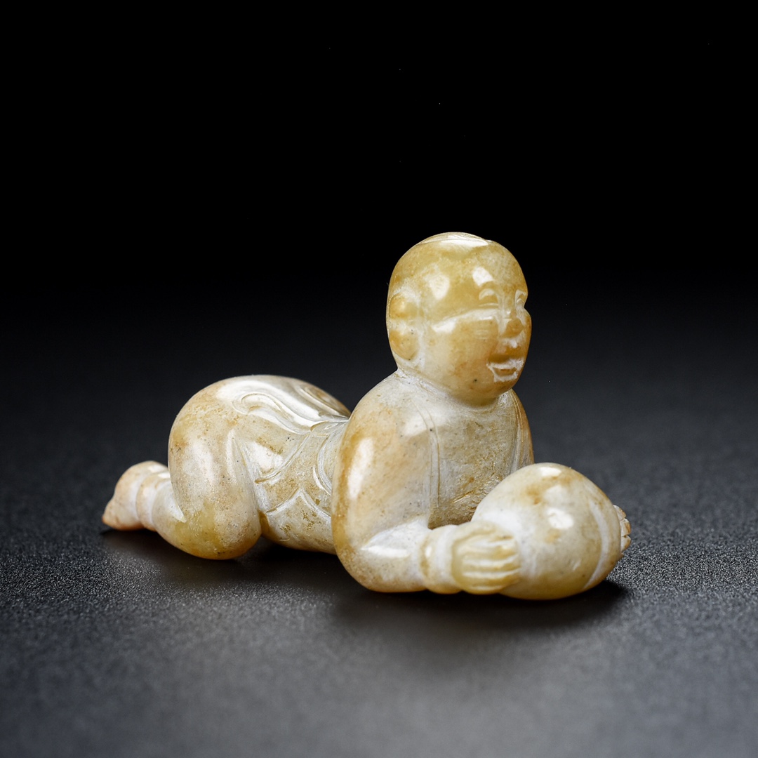 Chinese Natural Jade Carved Boy Ornament