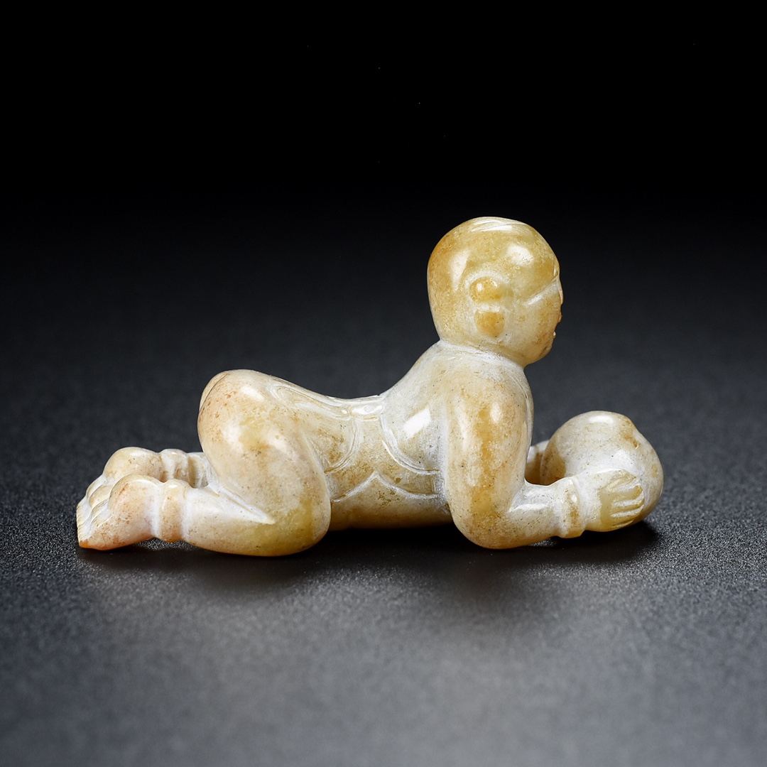 Chinese Natural Jade Carved Boy Ornament
