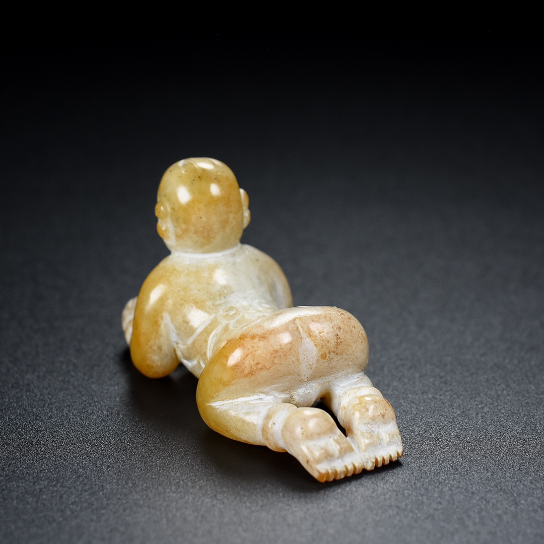 Chinese Natural Jade Carved Boy Ornament