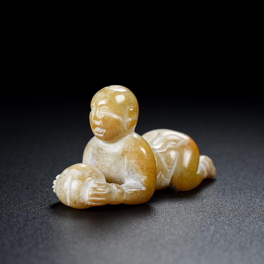 Chinese Natural Jade Carved Boy Ornament