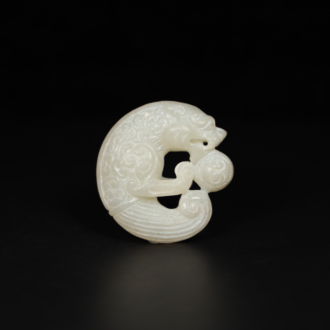 Chinese Natural Jade Carved Dragon Handles