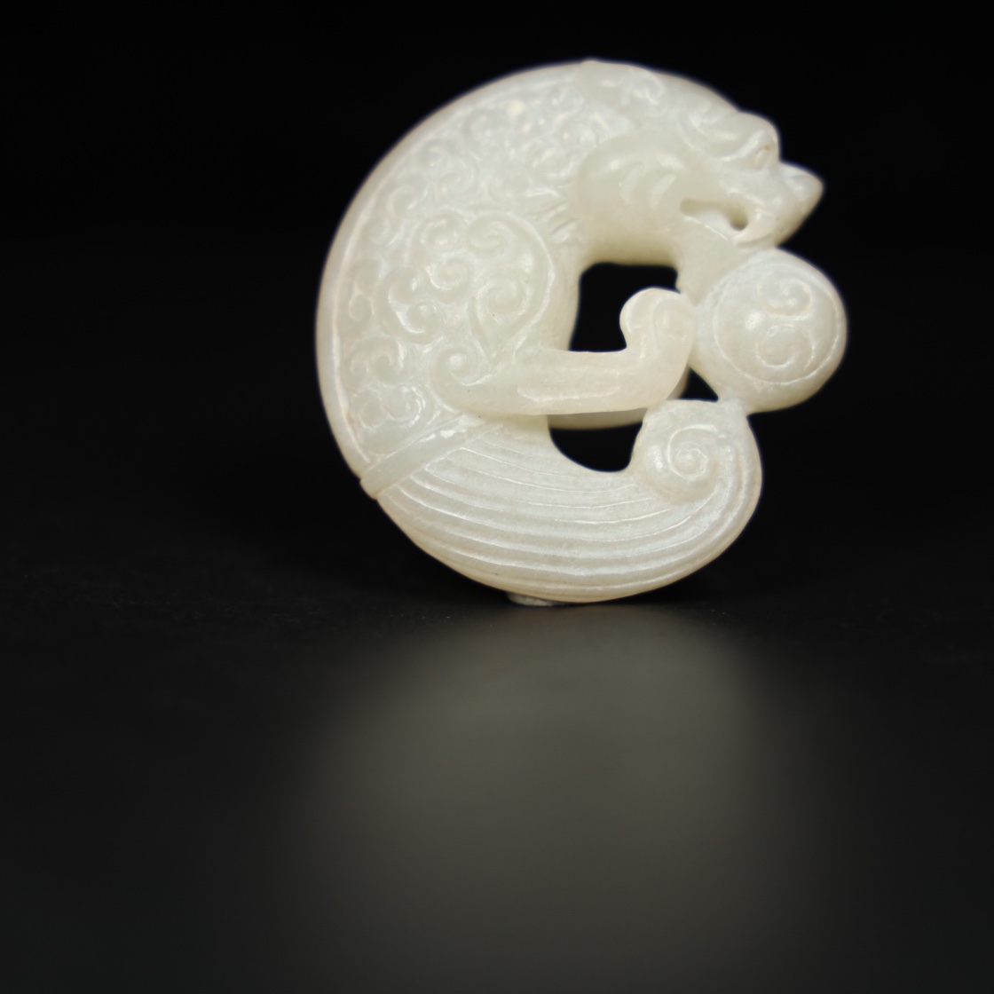 Chinese Natural Jade Carved Dragon Handles