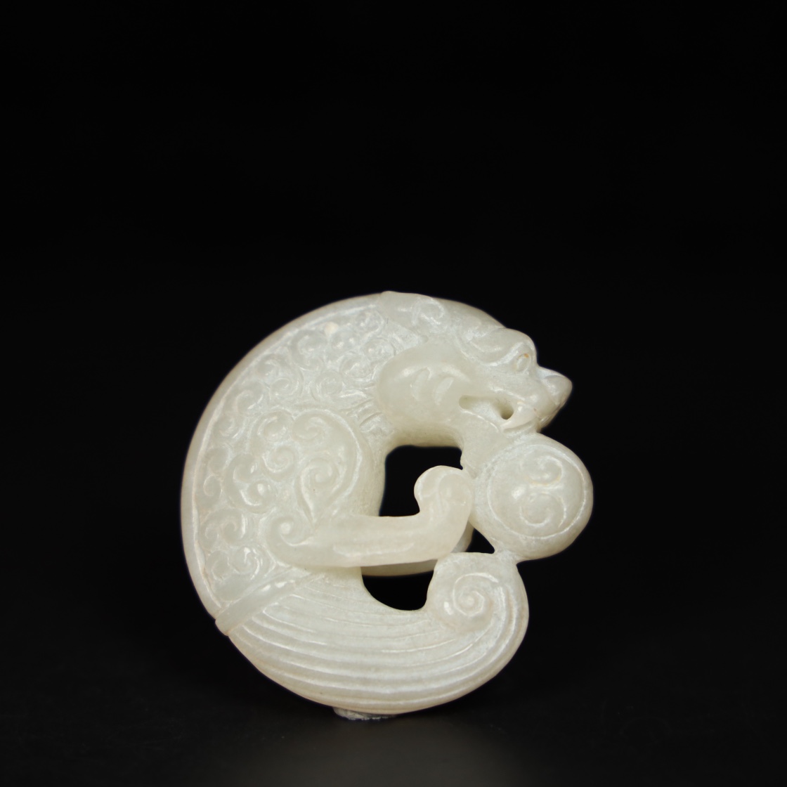 Chinese Natural Jade Carved Dragon Handles