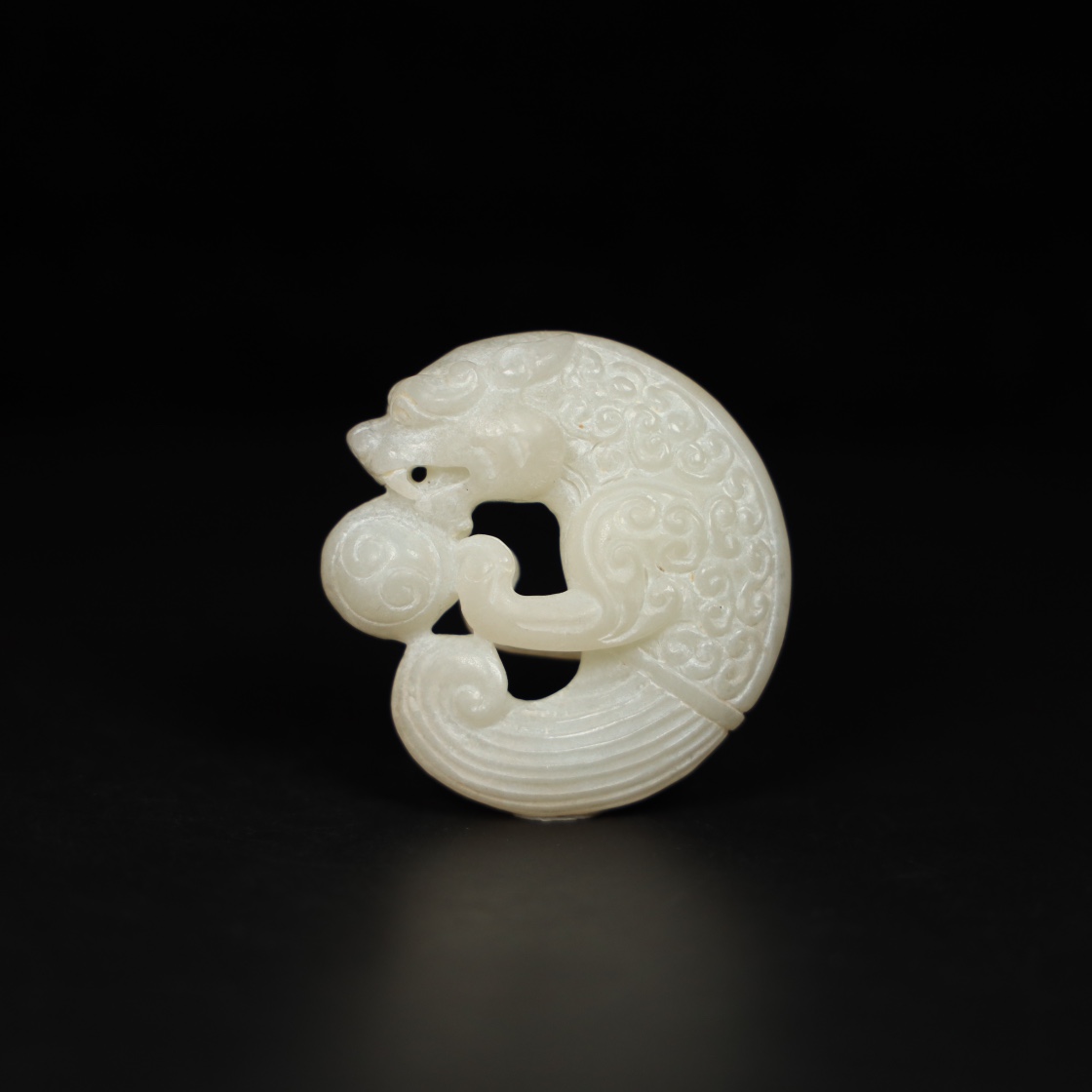 Chinese Natural Jade Carved Dragon Handles