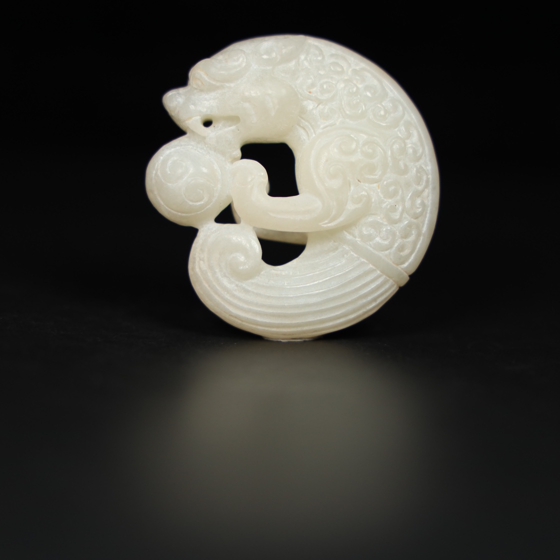 Chinese Natural Jade Carved Dragon Handles