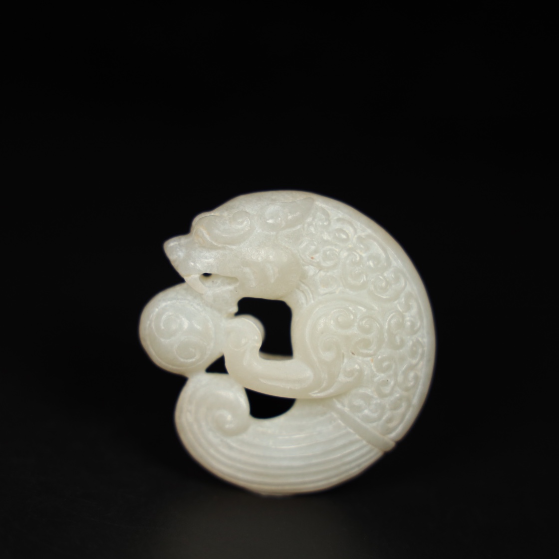 Chinese Natural Jade Carved Dragon Handles