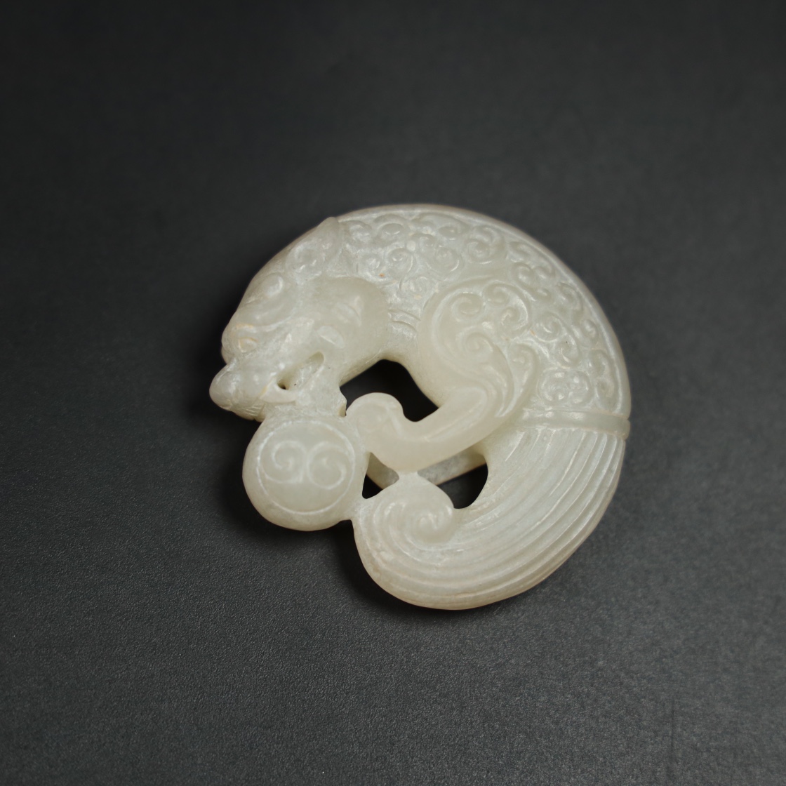 Chinese Natural Jade Carved Dragon Handles