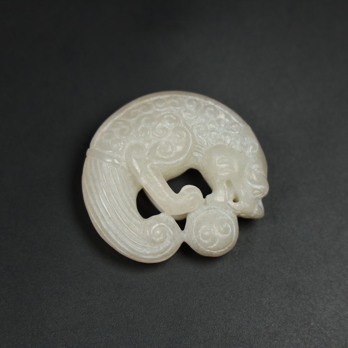 Chinese Natural Jade Carved Dragon Handles