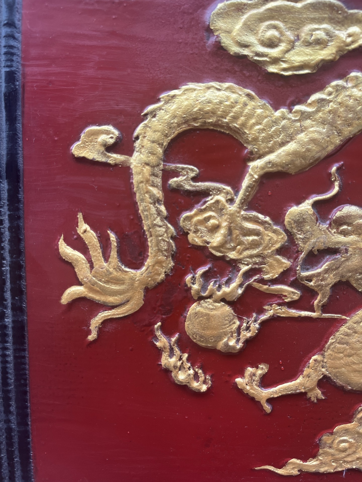 Qing Dynasty Rosewood red and Golden Dragon Pattern wood carving Screen