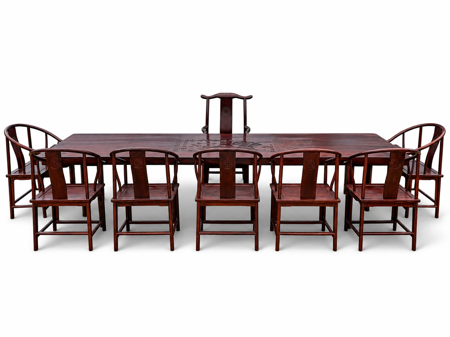 Qing Dynasty Rosewood high-quality smooth polished Nine-piece chair and Tables set