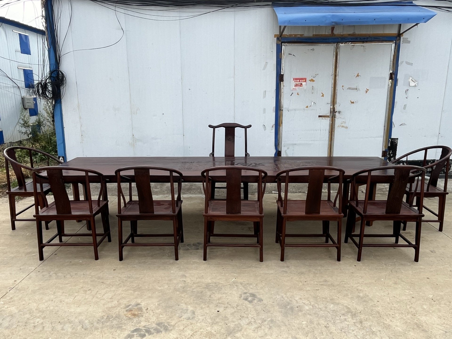 Qing Dynasty Rosewood high-quality smooth polished Nine-piece chair and Tables set