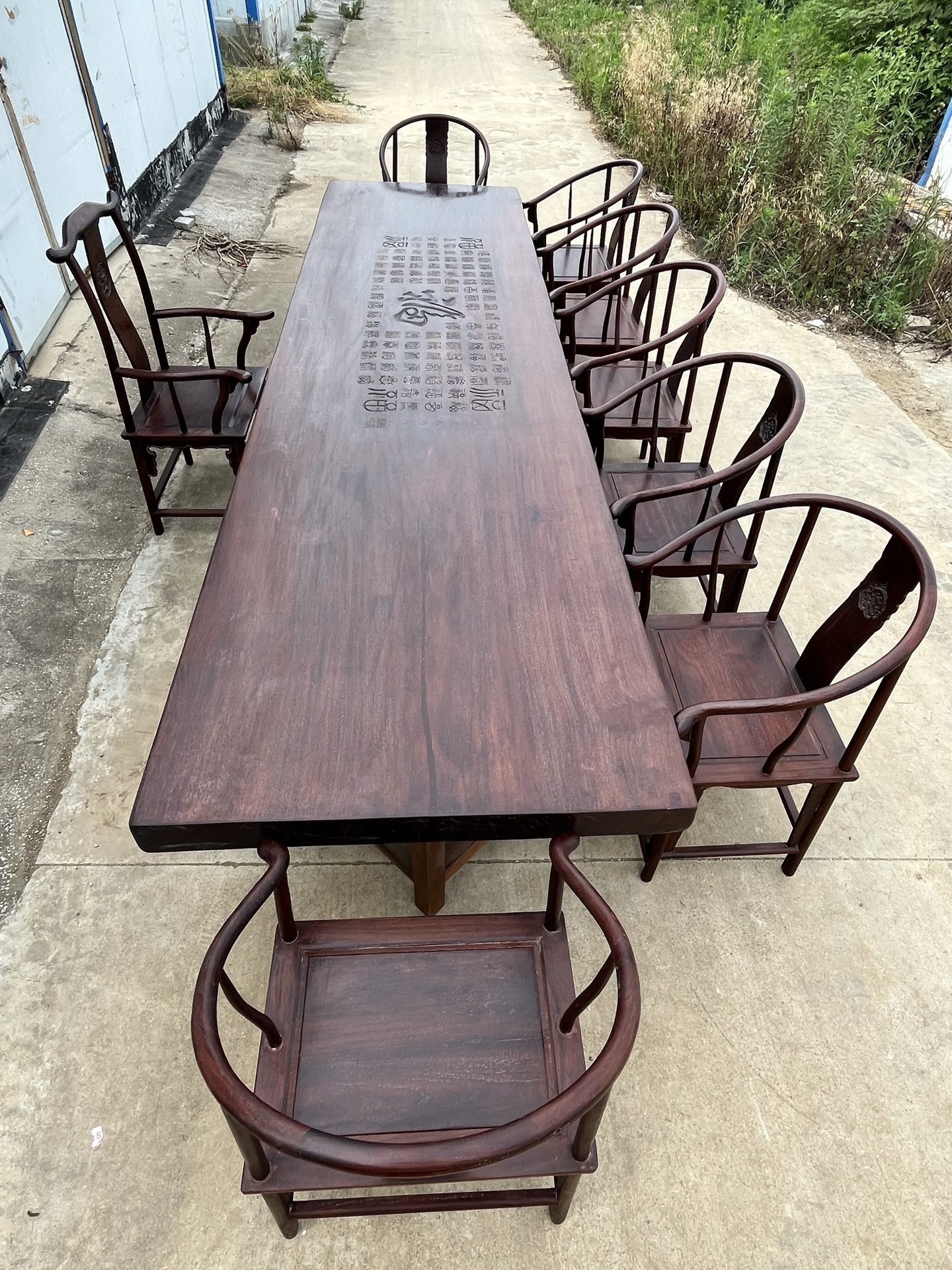 Qing Dynasty Rosewood high-quality smooth polished Nine-piece chair and Tables set