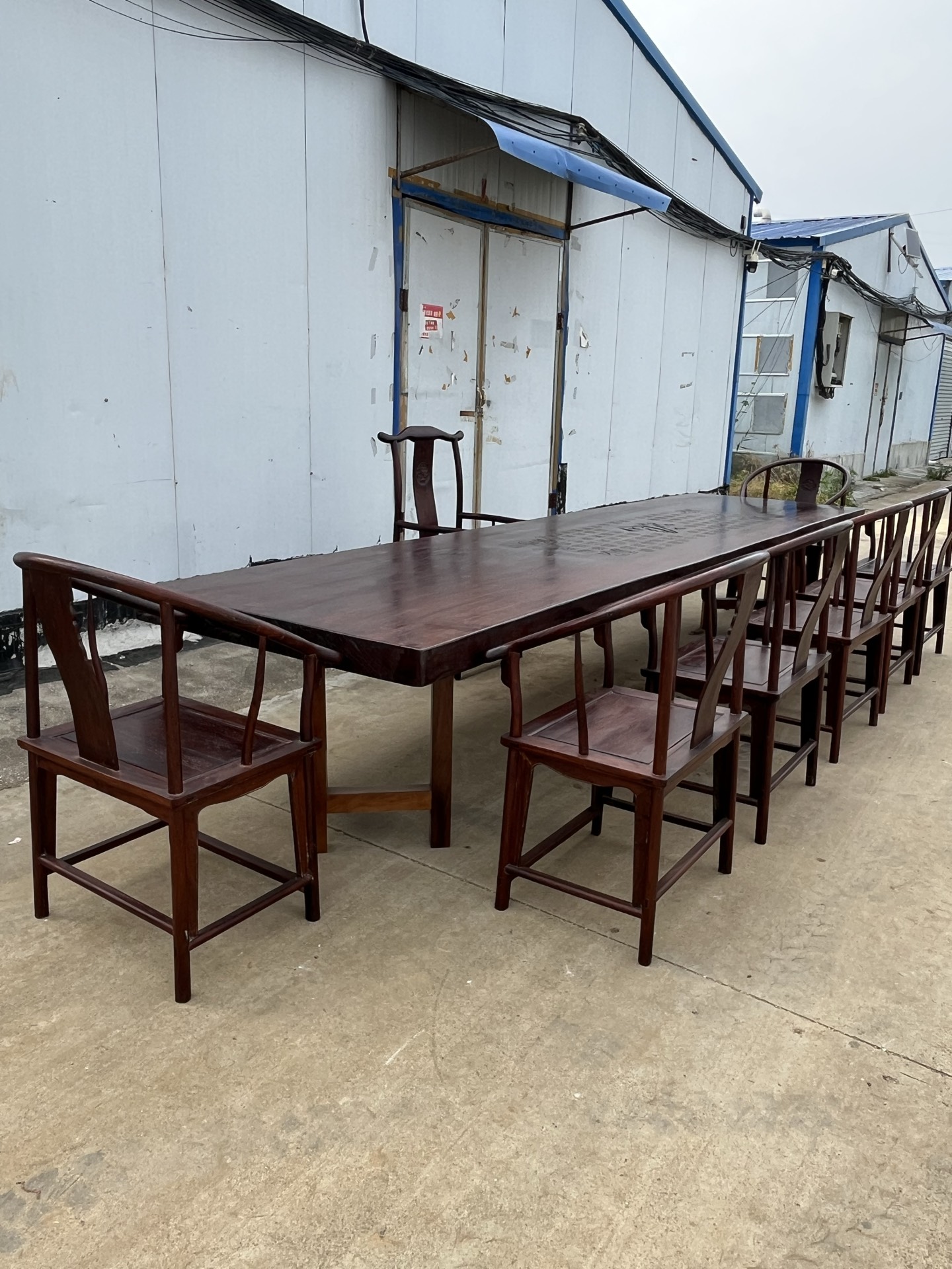 Qing Dynasty Rosewood high-quality smooth polished Nine-piece chair and Tables set