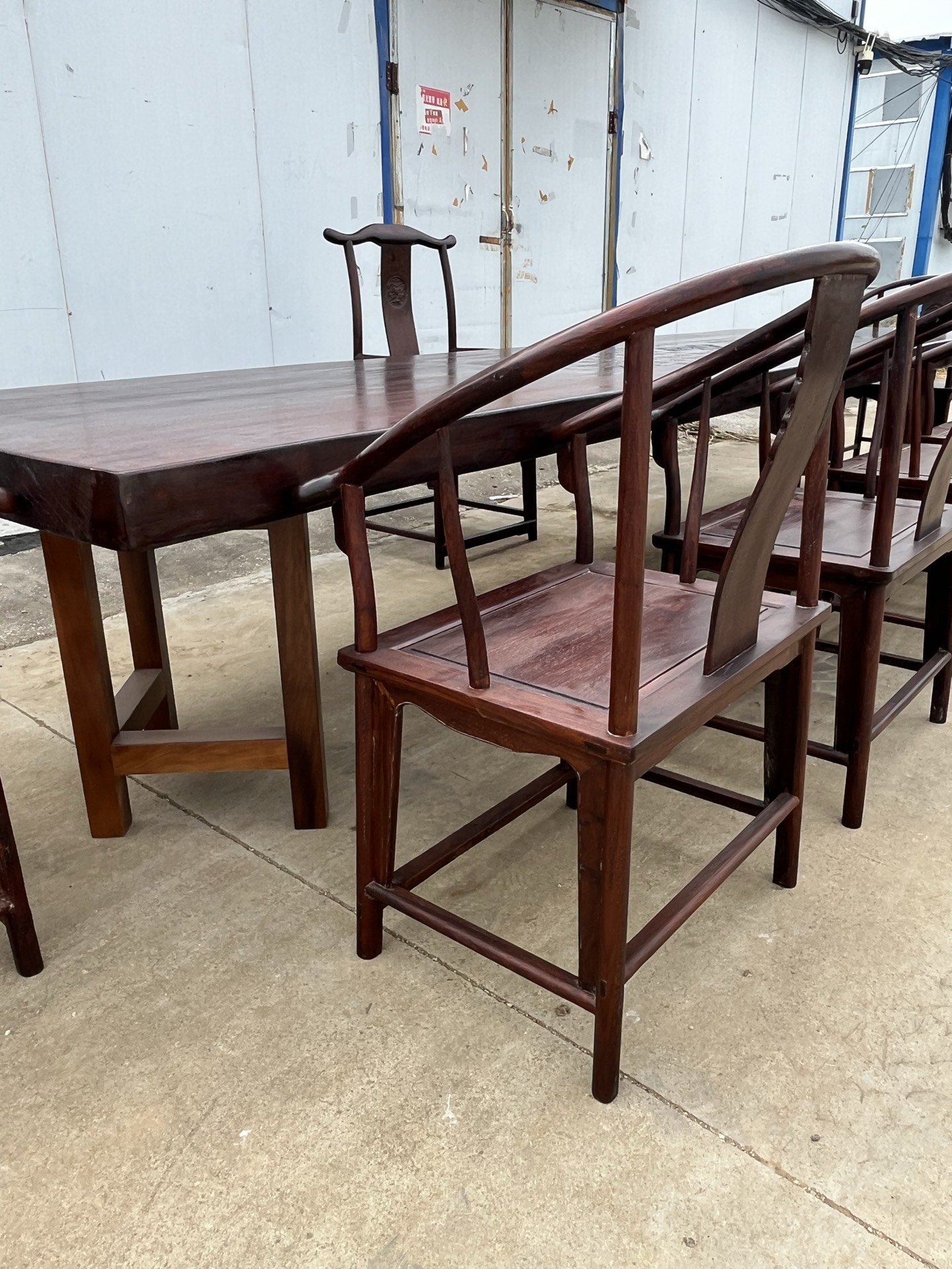 Qing Dynasty Rosewood high-quality smooth polished Nine-piece chair and Tables set