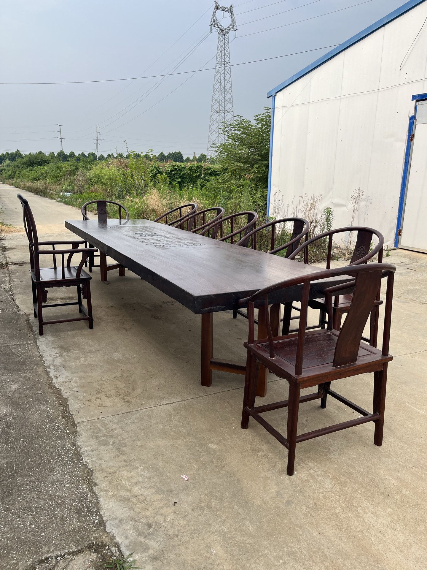Qing Dynasty Rosewood high-quality smooth polished Nine-piece chair and Tables set