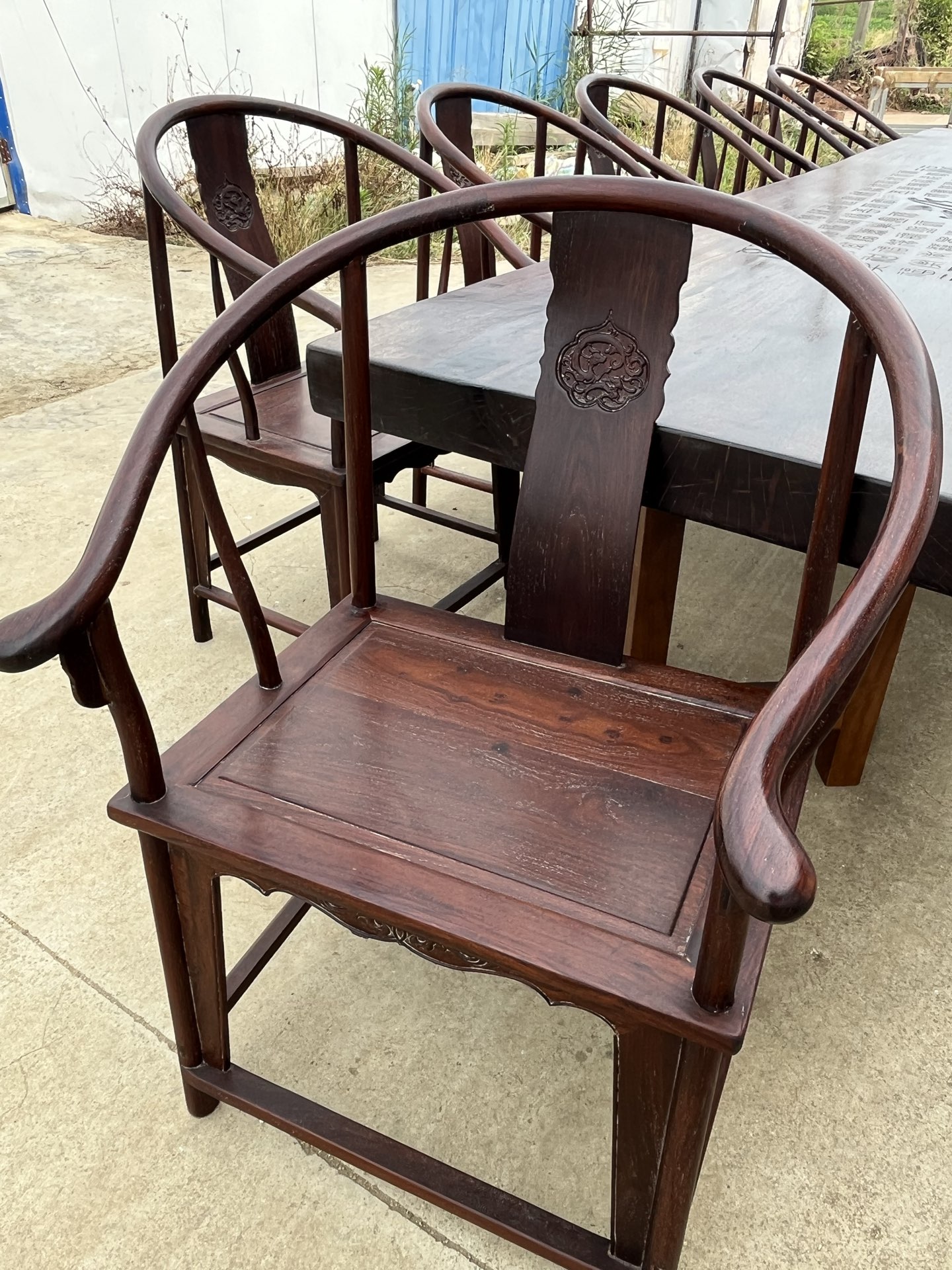 Qing Dynasty Rosewood high-quality smooth polished Nine-piece chair and Tables set