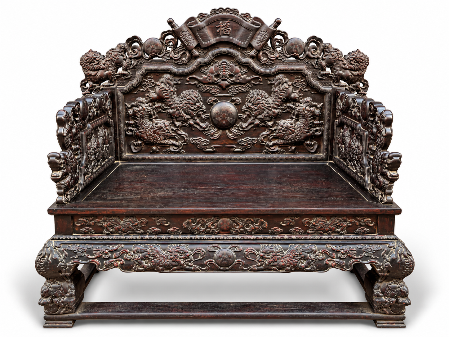 Qing Dynasty Red Sandalwood Cloud Dragon Throne