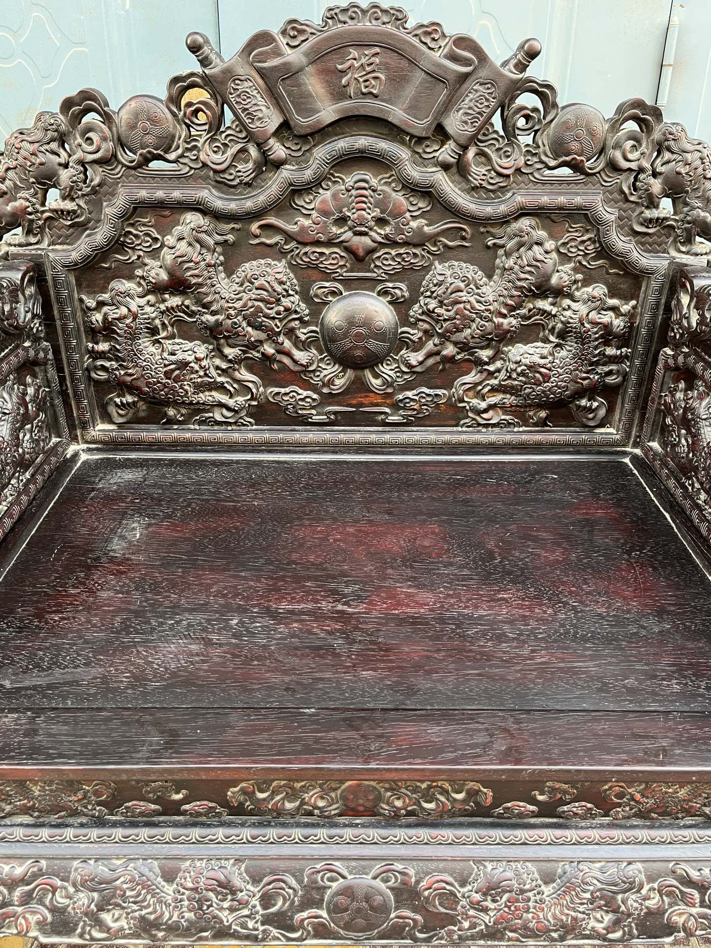 Qing Dynasty Red Sandalwood Cloud Dragon Throne