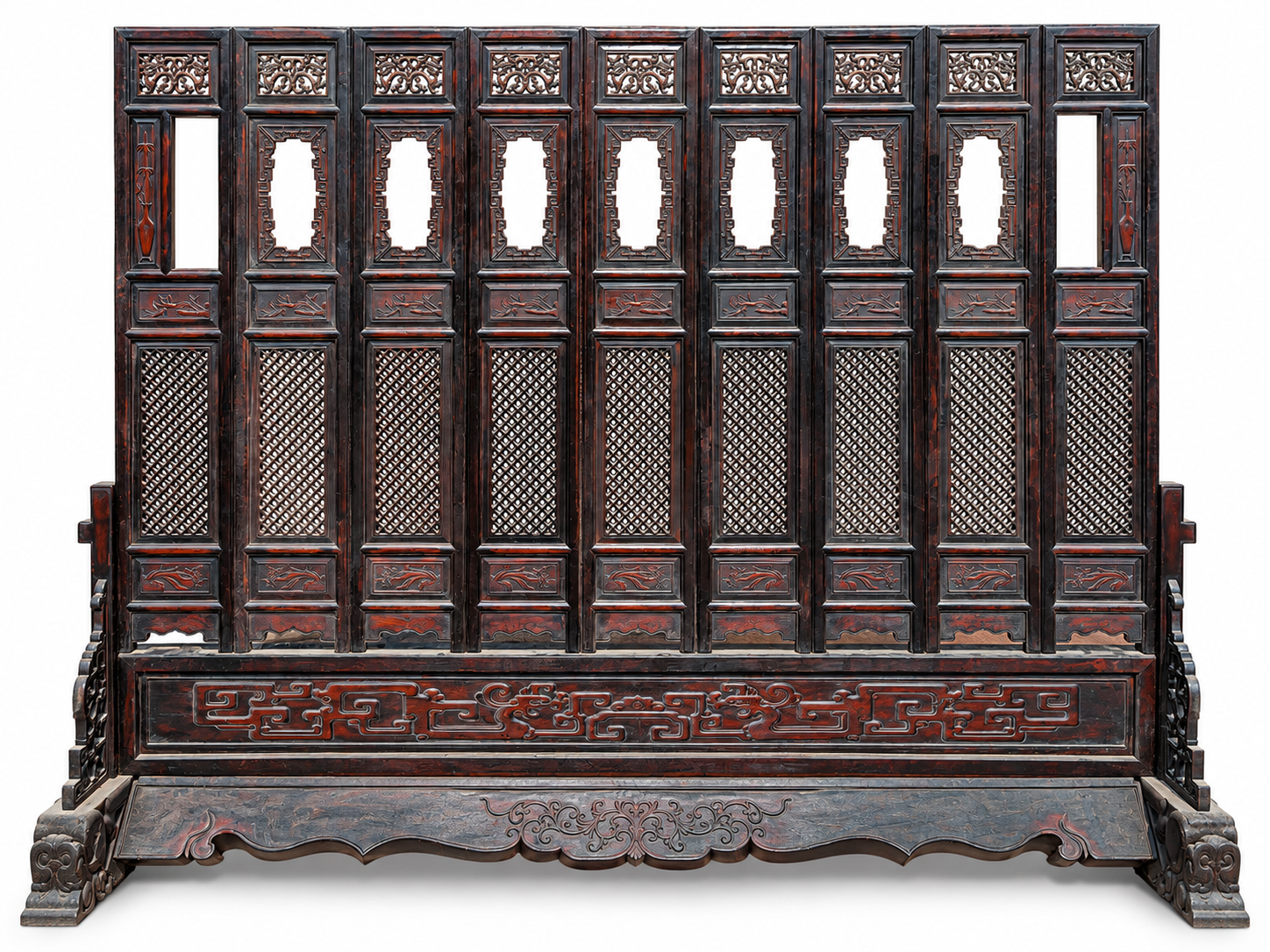 Qing Dynasty Rosewood double-sided Fu Lu Shou large screen