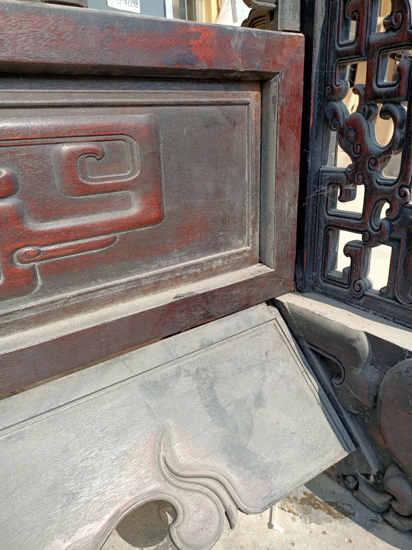 Qing Dynasty Rosewood double-sided Fu Lu Shou large screen