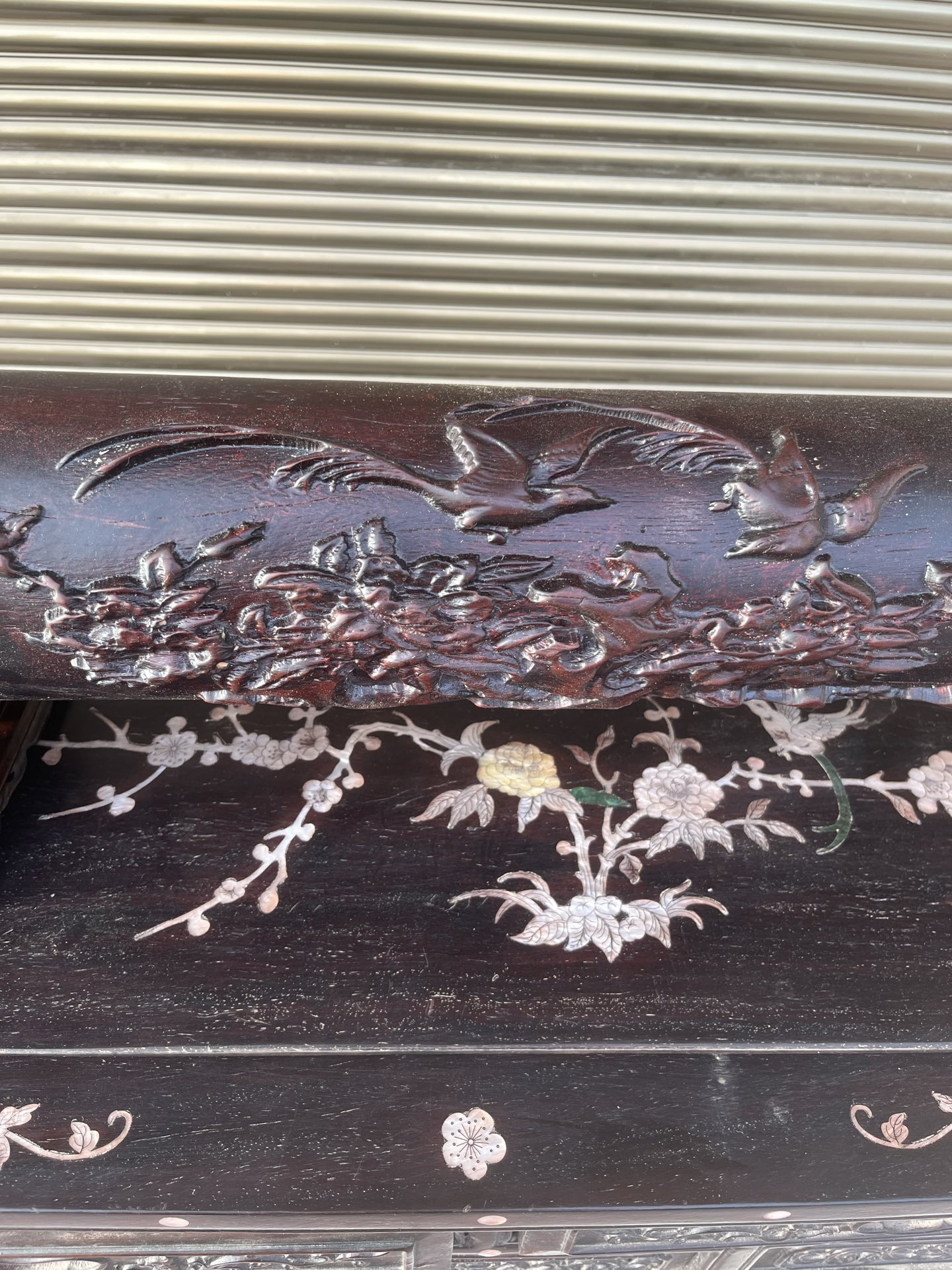 Qing Dynasty Rosewood covered with Venus ox hair pattern smooth polishing colored shell case