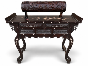 Qing Dynasty Rosewood covered with Venus ox hair pattern smooth polishing colored shell case
