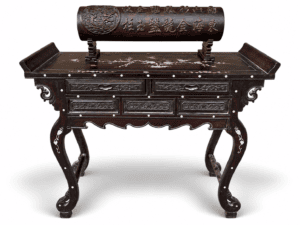 Qing Dynasty Rosewood covered with Venus ox hair pattern smooth polishing colored shell case